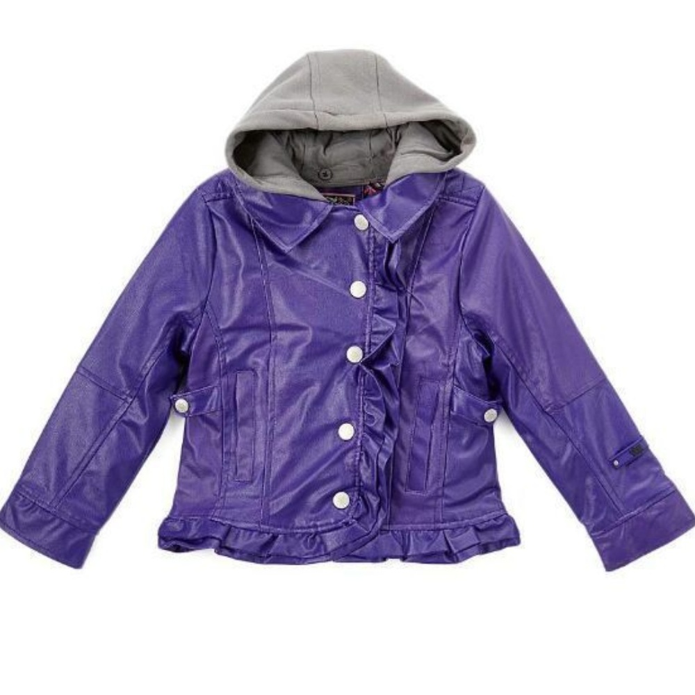 NWT Girls Purple Faux  Leather Jacket with hood